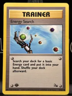 Pokemon Card Energy Search Trainer 59/62 1st Edition Fossil LP - Image 3