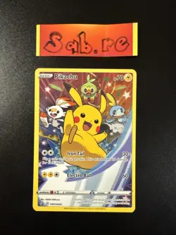 MINT Condition Pikachu Holo Black Star Promo SWSH020 Pokemon Card - Image 1