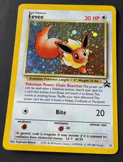 Vintage Pokemon Eevee 11/53 Wotc PROMO Holo TCG Card Basic 2000 Wizards - Image 2