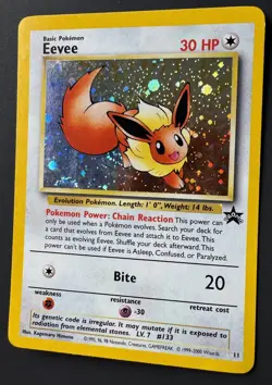Vintage Pokemon Eevee 11/53 Wotc PROMO Holo TCG Card Basic 2000 Wizards - Image 3