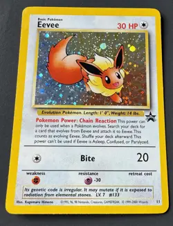 Vintage Pokemon Eevee 11/53 Wotc PROMO Holo TCG Card Basic 2000 Wizards - Image 5