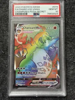 Pokemon TCG Charizard VMAX Champions Path Secret Rainbow Rare Card PSA 10 - Image 1
