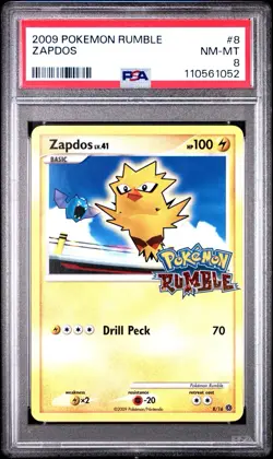 PSA 8 ZAPDOS 8/16 | 2009 Rumble Graded Pokemon Card - Image 1