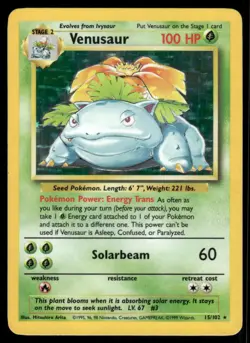Pokemon Cards Venusaur 15/102 Base Set Rare *eBay Live* - Image 1