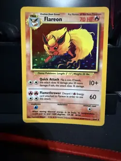Pokemon Flareon Jungle Holo Rare Unlimited 3/64 70 HP Card 1999 - Image 1