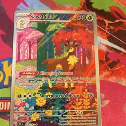 Pokemon Sawsbuck Illustration Rare Full Art Holo 166/162 SV05 Card - Image 1