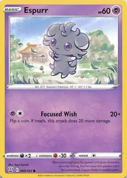 2021 Pokemon TCG SWSH05: Battle Styles Espurr #060/163 - Image 1