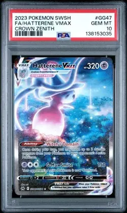 2023 Pokemon Hatterene VMAX #GG47 Crown Zenith PSA 10 Gem Mint - Image 1