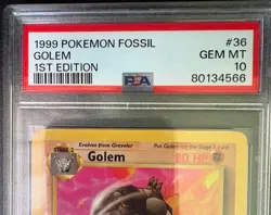PSA 10 1st Edition Fossil Golem | #36 GEM MINT | 1999 WOTC Pokemon DAMAGED SLAB - Image 2