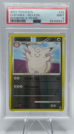 2007 POKEMON DIAMOND & PEARL #22 CLEFABLE-REVERSE FOIL PSA 9 MINT - Image 1