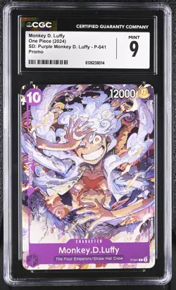 2024 One Piece CCG Monkey D Luffy Purple Promo P-041 CGC 9 Mint - Image 1