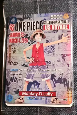 Bandai Namco One Piece CCG Monkey D. Luffy US Voyage P-055 5000 Counter Card - Image 1