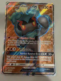 Pokemon Marshadow GX Full Art Holo TCG Card Sm-Burning Shadows 137/147 Damaged - Image 1