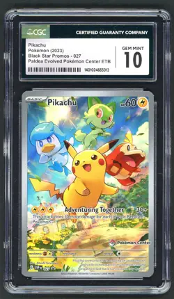 Pokemon Cards - CGC 10 Pikachu 027 - Pokemon Center Paldea Evolved ETB Promo - Image 1