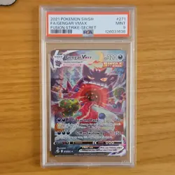 Pokemon Gengar VMAX Alternate Art Secret Rare Holo PSA 9 TCG Card 2021 271/264 - Image 1