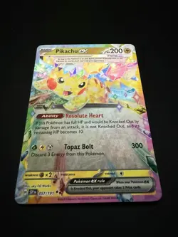 Pikachu ex 057/191 Surging Sparks SV08 Pokemon Double Rare Holo Card NM - Image 3