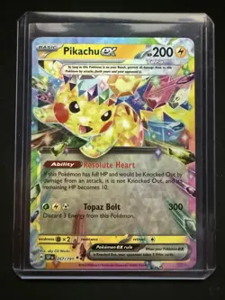 Pikachu ex 057/191 Surging Sparks SV08 Pokemon Double Rare Holo Card NM - Image 5