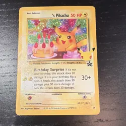 Pokemon Birthday Pikachu Holo Card 25 Nintendo GAMEFREAK Vintage 1998 English - Image 1