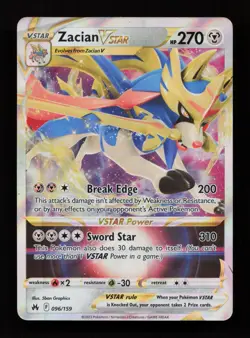 Zacian VSTAR 096/159 Holo Rare VSTAR Crown Zenith Pokemon Near Mint - Image 1