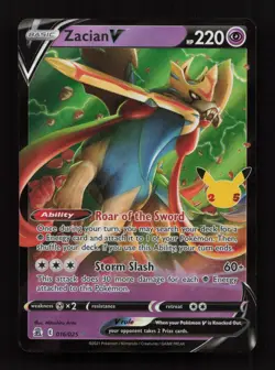 Zacian V 016/025 Holo Rare V Celebrations Pokemon Near Mint - Image 1