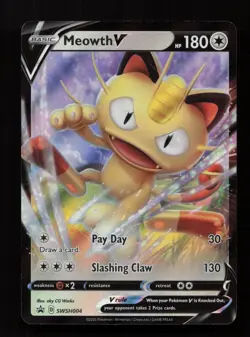 Meowth V SWSH004 Promo SWSH Black Star Pokemon Near Mint - Image 1
