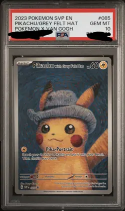 2023 Pokemon Black Star SV Promo 085 Van Gogh Pikachu With Grey Felt Hat PSA 10 - Image 1