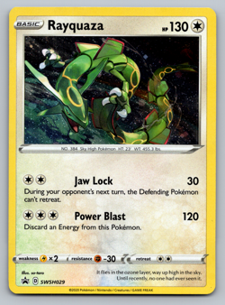Rayquaza Pokemon Sword & Shield SWSH029 Cosmos Holo Black Star Promo NM - Image 1