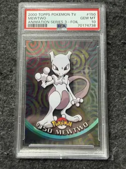 Pokemon Topps TV Animation Series 3 Mewtwo #150 Holo Foil PSA 10 Gem Mint - Image 1