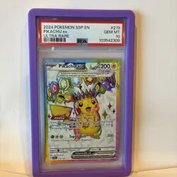 Pokemon TCG Pikachu ex 219/191 Surging Sparks Ultra Rare PSA 10 - Image 1