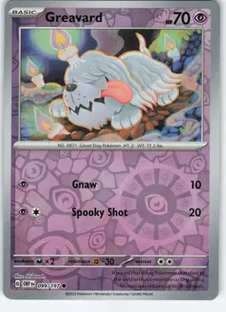 Greavard - 099/197 Common Reverse Holo SV03: Obsidian Flames NM Pokemon - Image 1