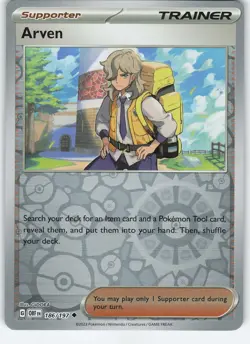 Arven 186/197 Uncommon Reverse Holo SV03: Obsidian Flames NM Pokemon - Image 1