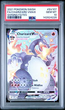 2021 POKEMON SWORD & SHIELD SHINING FATES #SV107 FULL ART/CHARIZARD VMAX PSA 10 - Image 1