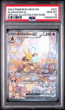 2023 POKEMON MEW EN-151 SPECIAL ILLUSTRATION RARE #201 ALAKAZAM EX PSA 10 - Image 1