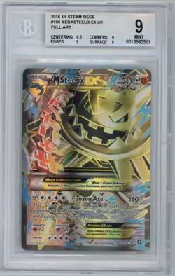 MEGA M STEELIX EX 2016 Pokemon XY Steam Siege Ultra Rare Full Art #109 BGS 9 - Image 1