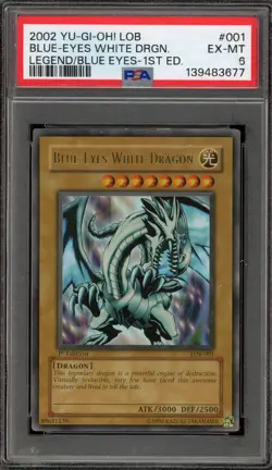 Yu-Gi-Oh! Blue-Eyes White Dragon Legend of Blue Eyes 1st Edition LOB-001 PSA 6 - Image 1