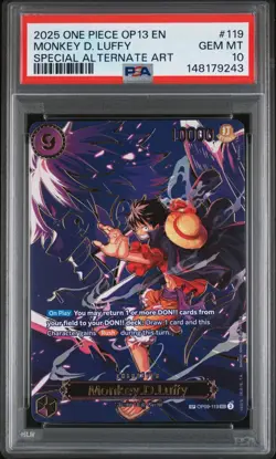 2025 One Piece English Monkey D Luffy OP13-119 Special Alt Art PSA 10 GEM MINT - Image 1