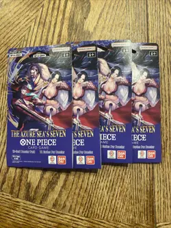 Lot of 4 One Piece OP-14 The Azure Sea's Seven Sleeved Booster Packs English - Image 1