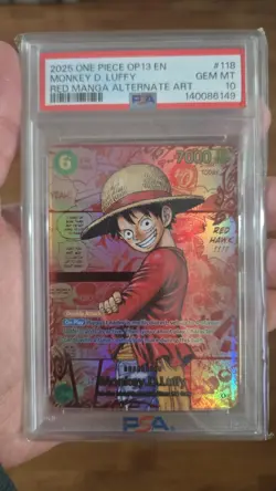 One Piece Monkey D Luffy OP13-118 Red Manga Alt Art PSA 10 Gem Mint - Image 1