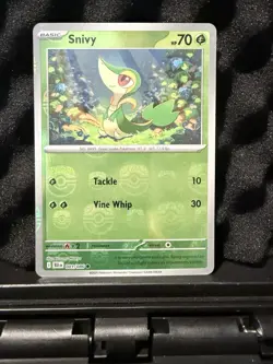 Pokemon TCG Snivy Black Bolt Holo Master Ball Card 001/086 - Image 1