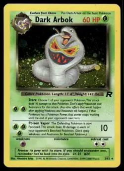 Pokemon Cards Dark Arbok 2/82 Team Rocket Holo Rare *eBay Live* - Image 1