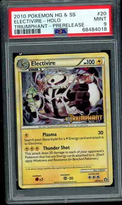 PSA 9 MINT PRERELEASE Electivire 20/102 (HGSS Triumphant) Holo Pokemon Card - Image 1