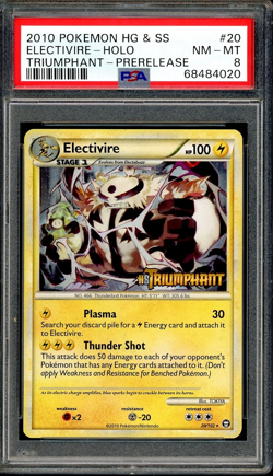 PSA 8 NM-MINT PRERELEASE Electivire 20/102 (HGSS Triumphant) Holo Pokemon Card - Image 1