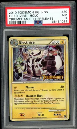 PSA 7 Near Mint PRERELEASE Electivire 20/102 (HGSS Triumphant) Holo Pokemon Card - Image 1