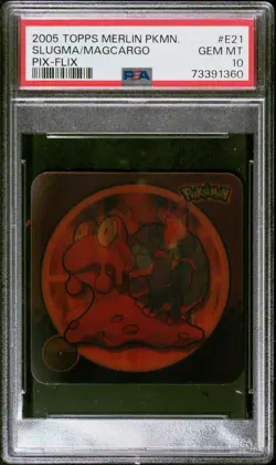 PSA 10 GEM MINT Slugma Magcargo E21 (Topps Merlin Pix Flix) Rare Pokemon Card - Image 1