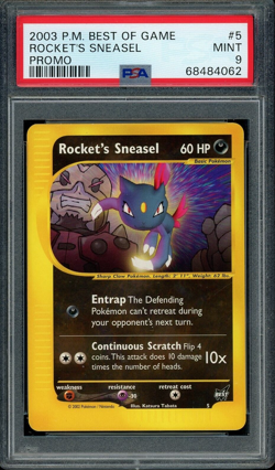 PSA 9 MINT Rocket's Sneasel #5 (Best of Game) Rare Promo Pokemon Card - Image 1