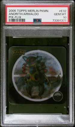 PSA 10 GEM MINT Anorith Armaldo E32 (Topps Merlin Pix Flix) Rare Pokemon Card - Image 1
