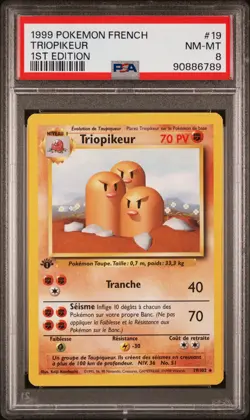 PSA 8 1st Edition Dugtrio Triopikeur 17/102 (Base Set) Rare FRENCH Pokemon Card - Image 1