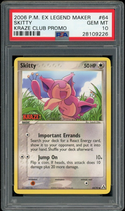 PSA 10 GEM MINT Kraze Club Skitty ex Legend Maker Promo Pokemon Card - Image 1