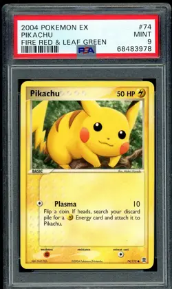 PSA 9 MINT Pikachu 74/112 (Fire Red Leaf Green) Non-Holo Pokemon Card - Image 1