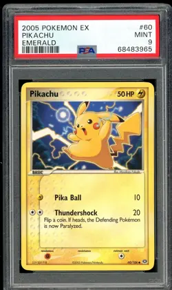 PSA 9 MINT Pikachu 60/106 (ex Emerald) Non-Holo Pokemon Card - Image 1